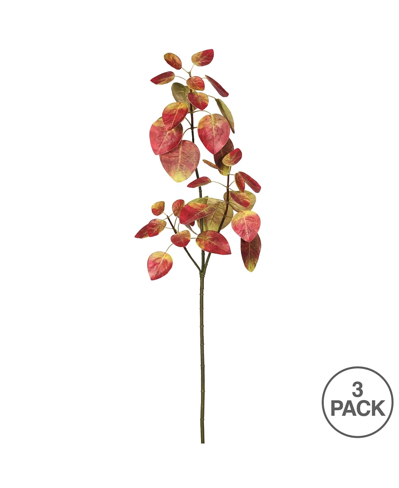 Vickerman 36" Artificial Autumn Red Eucalyptus Spray. Includes 3 sprays per pack.