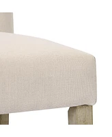 WestinTrends Linen Fabric Tufted Bar Stool (Set of 2