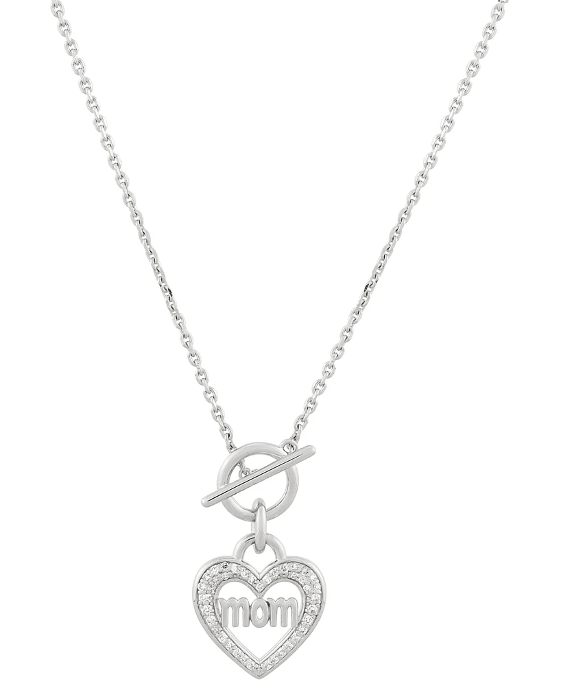 Diamond Mom Heart Toggle Necklace (1/6 ct. t.w.) in Sterling Silver, 16" + 4" extender