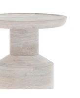 Simpli Home Haynes Solid Mango Wood Wooden Accent Table in White Wash