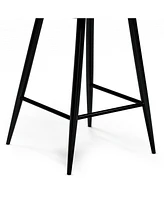 Simpli Home Raya Counter Height Stool (Set of 2) in Black Pu Leather