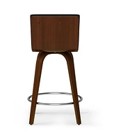 Simpli Home Roland Counter Height Stool in Black Pu Leather