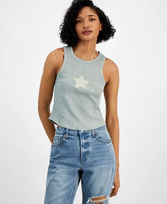 Almost Famous Juniors' Ribbed Star Tank