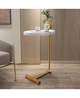White C-shaped Side Table Set