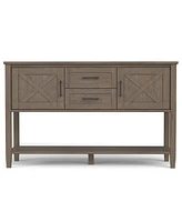 Simpli Home Ela Solid Wood Console Table in Smoky Brown