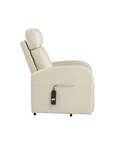 Simplie Fun Ricardo Recliner Chair w/Power Lift, Beige Pu