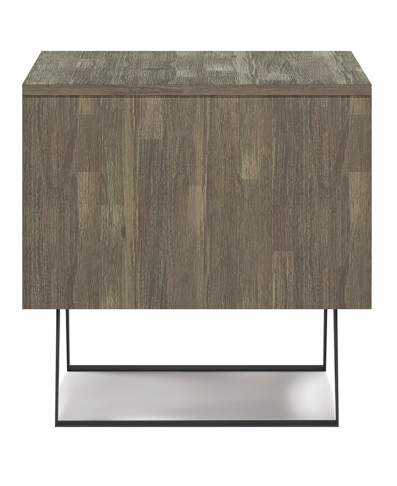Simpli Home Lowry Solid Acacia Wood End Table in Distressed Grey