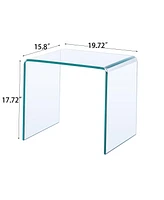 Simplie Fun Small Clear Glass Side & End Table, Tempered Glass End Table Small Coffee Table