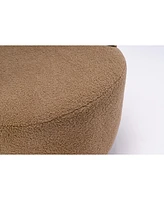 Teddy Fabric Swivel Accent Armchair Barrel Chair With Powder Coating Metal Ring, Coffee