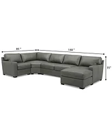 Radley 148" 4-Pc. Leather Wedge Modular Chaise Sectional, Created for Macy's