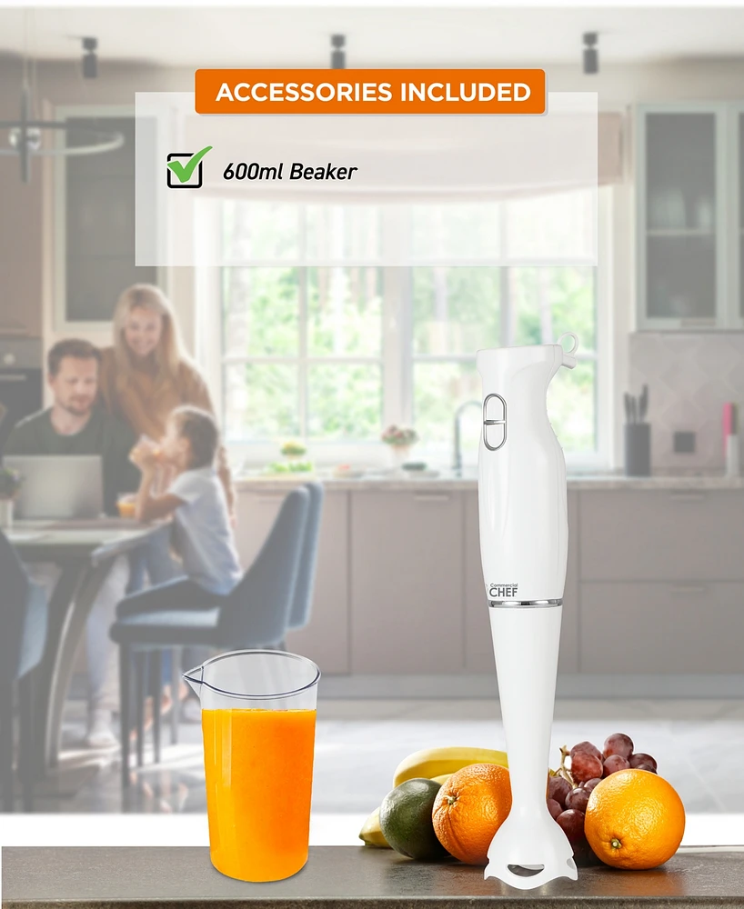 Commercial Chef Immersion Blender, Hand Blender with Stainless Steel Blades, Immersion Blender with Quiet Motor, Electric Mini Blender for Delicious F