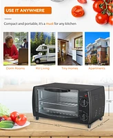 Commercial Chef Toaster Oven, Pizza Oven with Toast, Bake, Broil, Keep Warm, 4 Slice Toaster with Top Bottom Heaters, 9" Pizza Cooker for Kitchen Coun