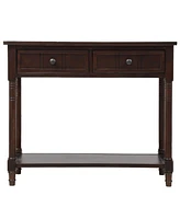 Simplie Fun Daisy Series Console Table Traditional Design With Two Drawers And Bottom Shelf