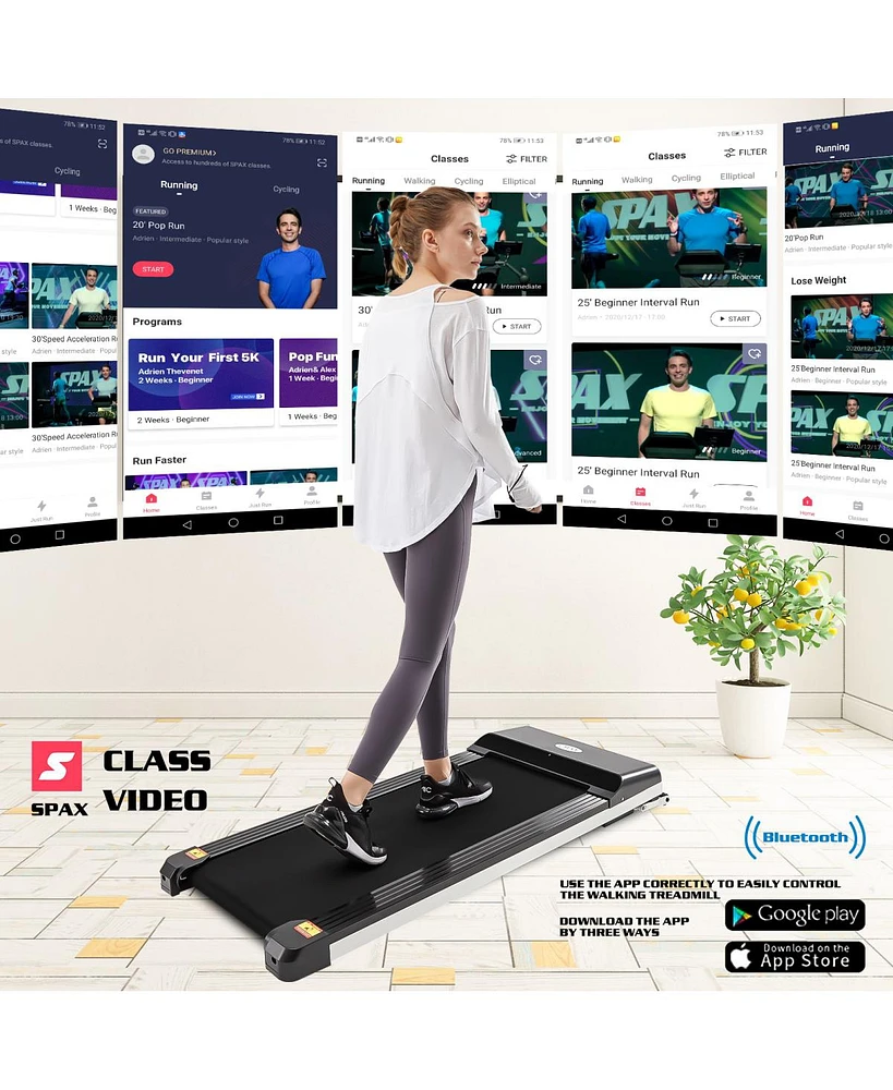 Simplie Fun Portable Treadmill Under Desk Walking Pad Flat Slim Treadmill With Led Display & Sport App