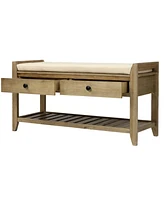 Shoe Rack With Cushioned Seat And Drawers