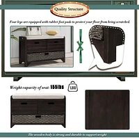 Storage Bench With Removable Basket And 2 Drawers, Fully Assembled Shoe Bench