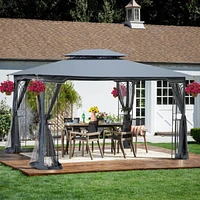 13 X 10 Outdoor Patio Gazebo Canopy Tent With Ventilated Double Roof And Mosquito Net