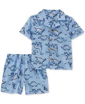 Carter's Toddler Boys Dinosaur-Print Coat-Style Pajamas, 2 Piece Set