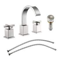 Streamdale Furniture 2 Handle Widespread Bathroom Faucet 3 Hole, with Pop Up Drain and 2 Water Supply Lines