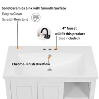 Streamdale Furniture 30" Bathroom Vanity Set with Solid Wood Frame & Ceramic Sink