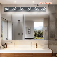 Streamdale Furniture Led Modern Black Vanity Lights, 6-Lights Acrylic Matte Black Bathroom Vanity Lights Over Mirror