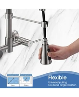 Streamdale Furniture 3 Functions Wall Mounted Bridge Kitchen Faucet