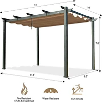 Aluminum Pergola with Retractable Sun Shade
