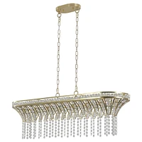 Modern Champagne Gold Kitchen Island Light - Oval Crystal Ceiling Chandelier
