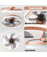 Ceiling Fans With Lights Dimmable Led Embedded Installation Of Thin Modern Ceiling Fans(Rose Gold)