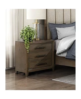 Simplie Fun Dark Walnut Finish Nightstand Of 3 Drawers Classic Design Bedroom Furniture 1 Piece