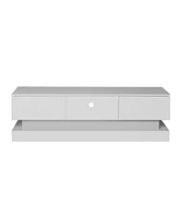 Streamdale Furniture 63 Inch Modern Tv Stand With Led Lights, High Glossy Front Tv Cabinet