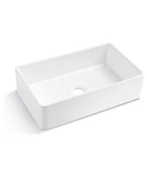 Streamdale Furniture 33 L X 20 W Single Basin Ceramic Farmhouse Kitchen Sink With Basket Strainer