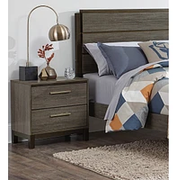 Streamdale Furniture Contemporary Styling 1 Piece Nightstand Of 2X Drawers W Bar Pulls Two-Tone Finish Wooden Bedroom