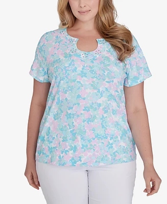 Hearts Of Palm Plus Size Spring Into Action Short Sleeve Top