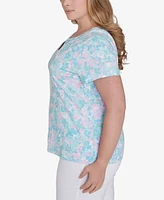 Hearts Of Palm Plus Size Spring Into Action Short Sleeve Top