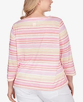 Hearts Of Palm Plus Size Spring Into Action 3/4 Sleeve Top