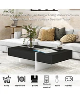 Simplie Fun Contemporary Rectangle Design Living Room Furniture, Modern High Gloss Surface Cocktail Table