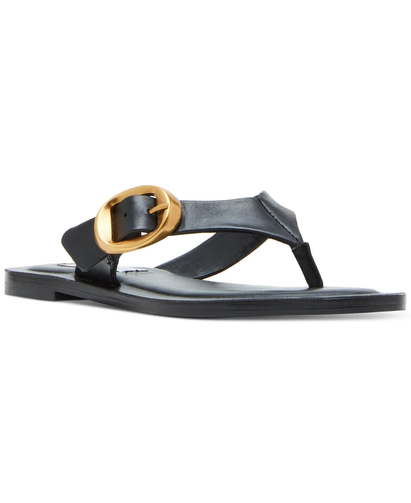 Steve Madden Women's Rays Buckle T-Strap Slide Sandals