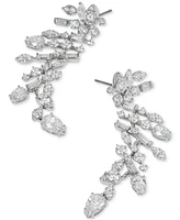 Eliot Danori Silver-Tone Mixed Cubic Zirconia Cluster Chandelier Earrings, Created for Macy's