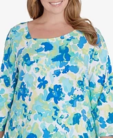 Hearts Of Palm Plus Feeling The Lime 3/4 Sleeve Top