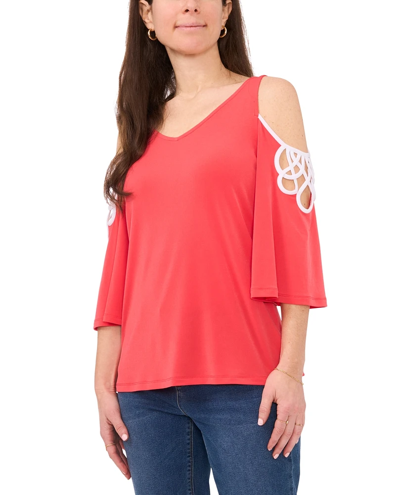 Sam & Jess Petite Knit Cold-Shoulder Top