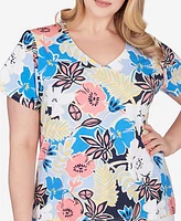 Hearts Of Palm Plus Size Printed Essentials Short Sleeve Top