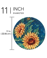 Certified International Golden Sunflowers Set of 4 Dinner Plates