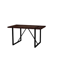 55" Rustic Industrial Mdf Walnut Dining Table