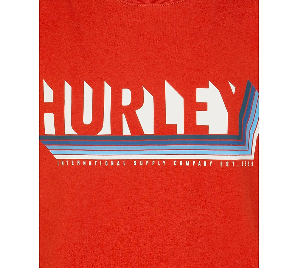 Hurley Big Boys Shadow Blinds Original Logo Graphic Short Sleeve T-Shirt