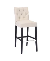 29" Upholstered Linen Fabric Tufted Bar Stool Chair