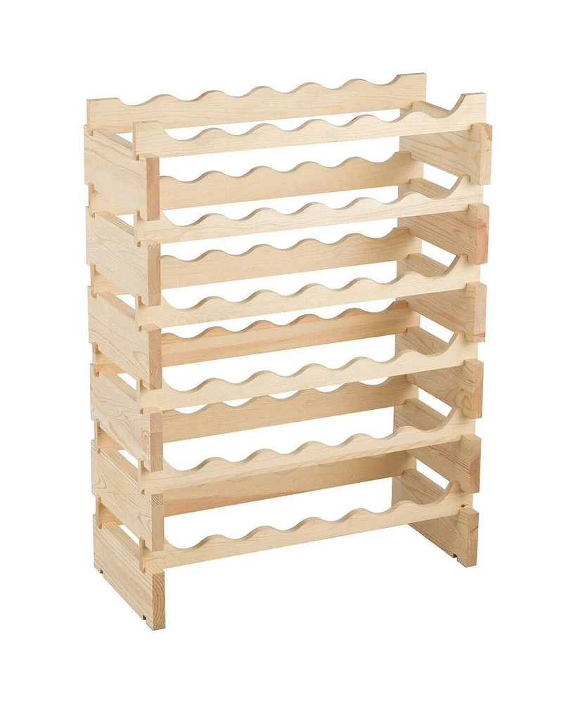 Slickblue 36 Bottles Stackable Wooden Wobble-Free Modular Wine Rack