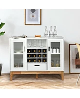 Slickblue Wood Wine Storage Cabinet Sideboard Console Buffet Server-White