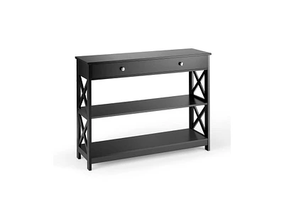 Slickblue Console Table 3-Tier with Drawer and Storage Shelves
