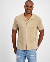 Guess Men's Gauze Short Sleeve Button-Front Camp Shirt